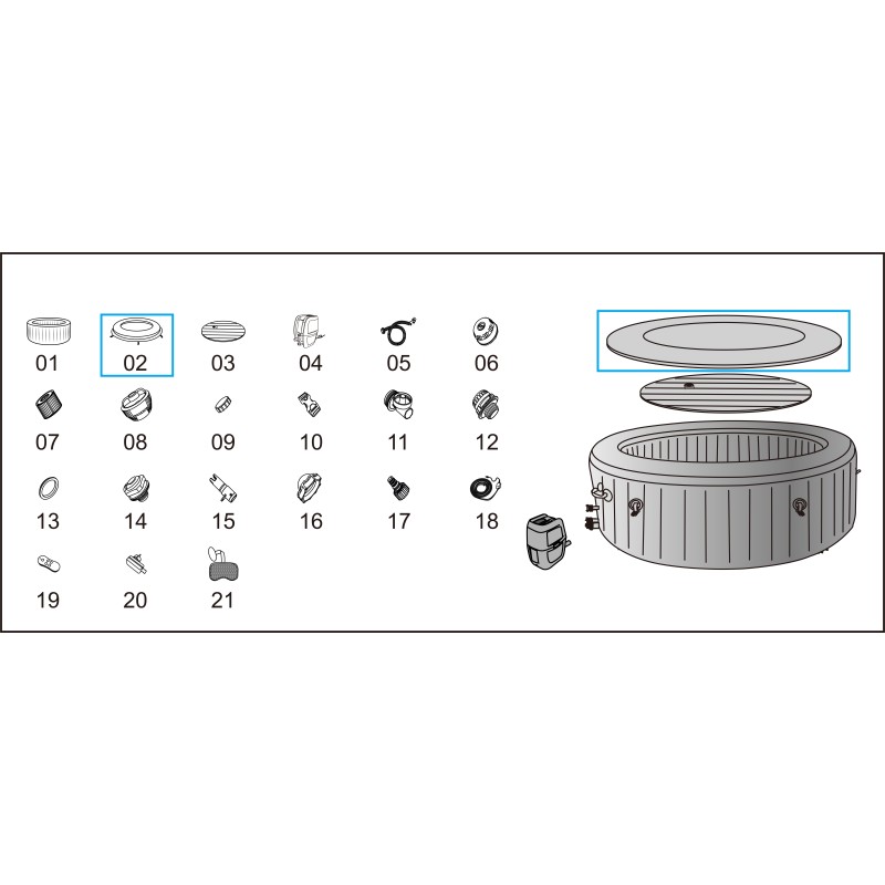 Enveloppe de couverture Lay-Z-Spa Hollywood AirJet Bestway 1.96 m x 66 cm Enveloppe de couverture Lay-Z-Spa Hollywood AirJet Bestway 1.96 m x 66 cm