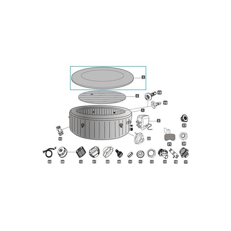 Enveloppe de couverture Lay-Z-Spa Santorini HydroJet Pro Bestway 2.16 m x 80 cm