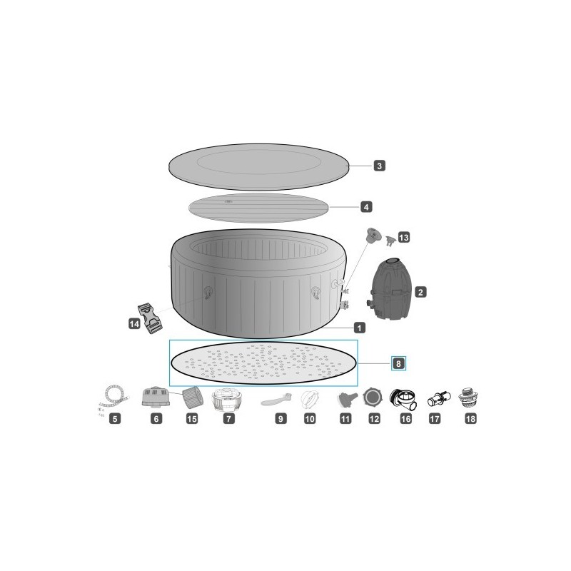 Tapis de sol spa rond de diamètre 227cm pour Lay-Z Spa Bestway