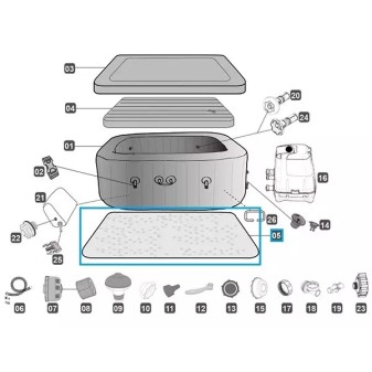 Tapis de sol 205x205cm pour Lay-Z Spa Bestway carré