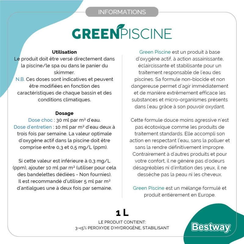 Produit de traitement piscine Greenpiscine 1L