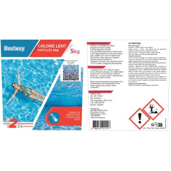 Chlore Lent- Pastilles 20G Seau De 5 Kg