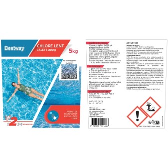 Chlore Lent- Galets 200G Seau De 5 Kg Chlore Lent- Galets 200G Seau De 5 Kg