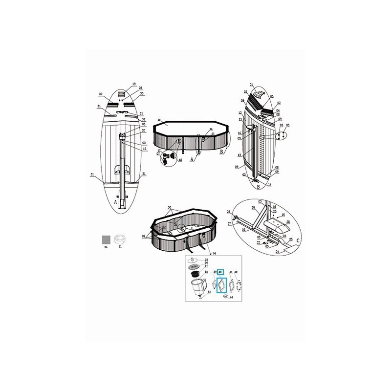 Joint de skimmer pour toutes les piscines à parois en acier Hydrium™ Bestway® (2018 et versions ultérieures)