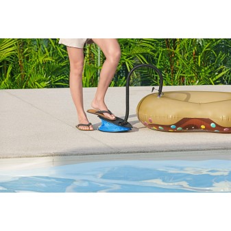 Pompe à pied 1,4L/cycle pour matelas et bouées gonflables - 3 embouts