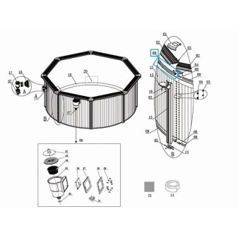 Rail de liner pour piscine à parois en acier Hydrium™ Bestway® 360 x 120 cm (jusqu'en 2021)