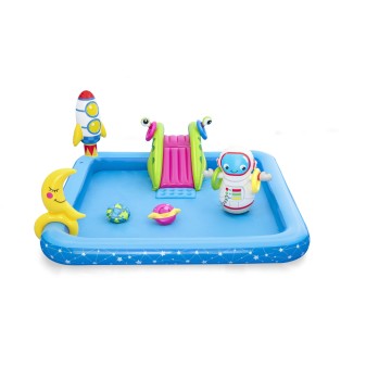 Aire de jeux Little Astronaut™, 228 x 206 x 84 cm, toboggan, punching-ball, jeux d'anneaux, 2 frisbee