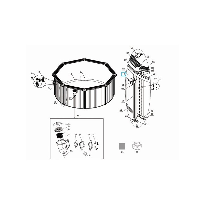 Protection structure pour piscine hors sol Hydrium Bestway® - jonction Protection structure pour piscine hors sol Hydrium Bestway® - jonction