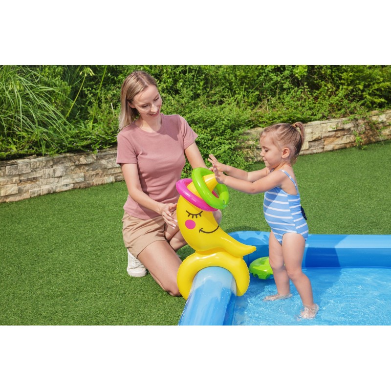 Aire de jeux Little Astronaut™, 228 x 206 x 84 cm, toboggan, punching-ball, jeux d'anneaux, 2 frisbee