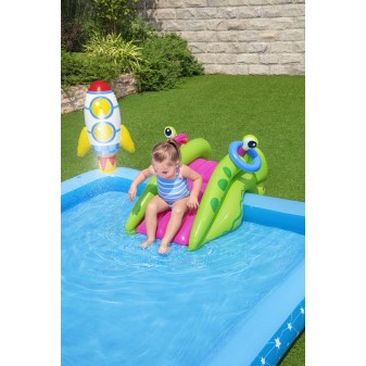 Aire de jeux Little Astronaut™, 228 x 206 x 84 cm, toboggan, punching-ball, jeux d'anneaux, 2 frisbee