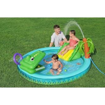 Aire de jeux et piscine gonflable pour enfants Crocodile Cove