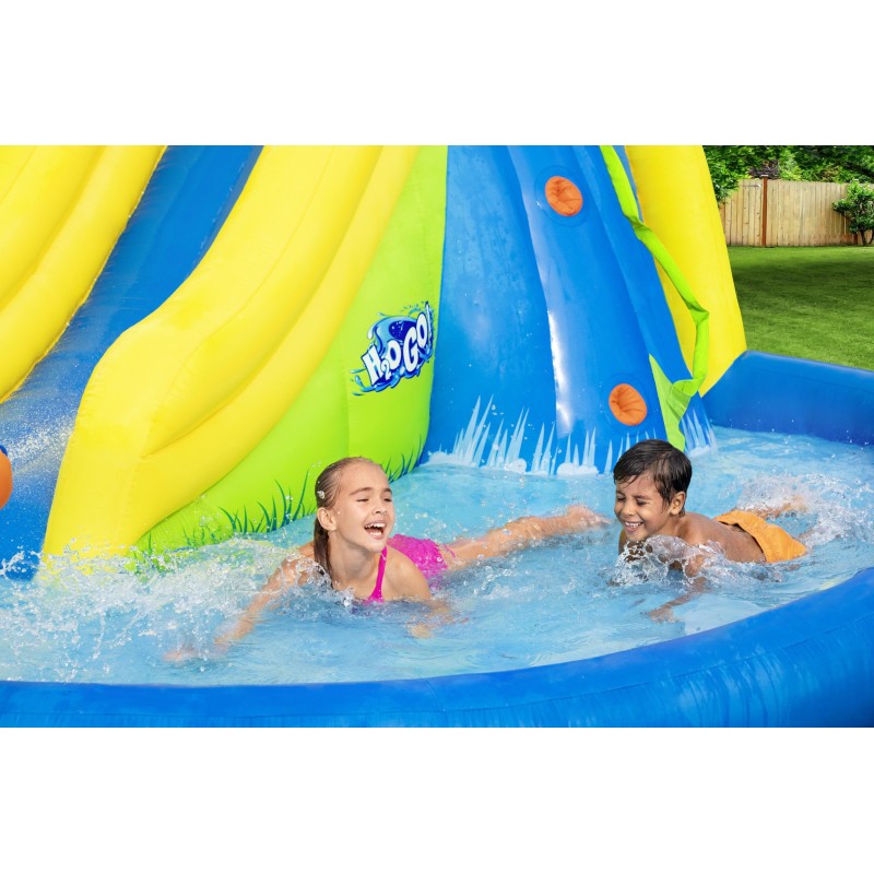 Aire de jeux gonflable avec toboggan, pataugeoire et canon à eau Mont Splashmore H2OGo!™ 435 x 286 x 267 cm