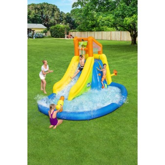 Aire de jeux gonflable avec toboggan, pataugeoire et canon à eau Mont Splashmore H2OGo! 435 x 286 x 267 cm