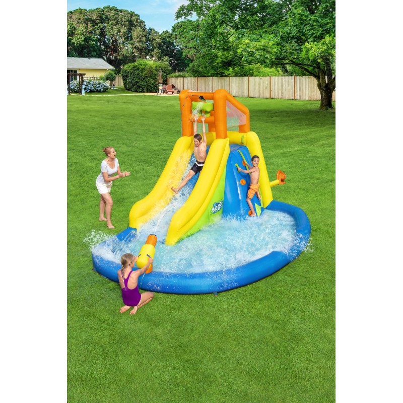 Aire de jeux gonflable avec toboggan, pataugeoire et canon à eau Mont Splashmore H2OGo!™ 435 x 286 x 267 cm