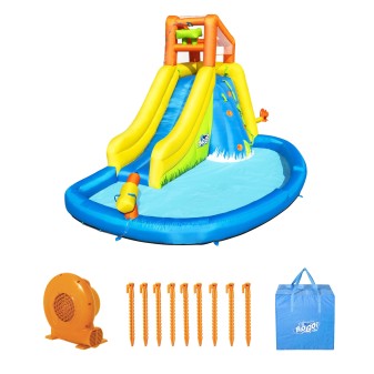 Aire de jeux gonflable avec toboggan, pataugeoire et canon à eau Mont Splashmore H2OGo!™ 435 x 286 x 267 cm