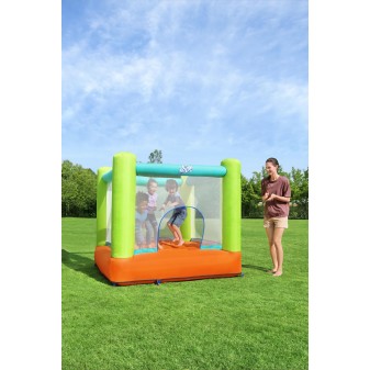 Trampoline à air constant Jump and Soar, 194 x 175 x 170 cm, 113 kg max, parois en maille, souffleur