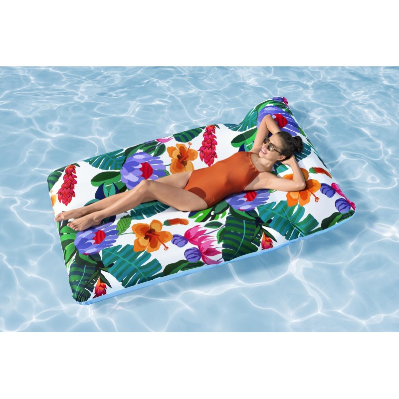 Matelas de piscine gonflable avec revêtement tissu décor floral