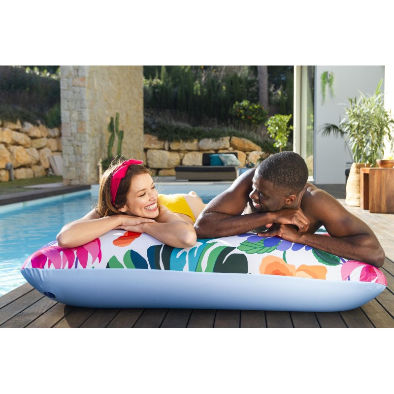 Matelas de piscine gonflable avec revêtement tissu décor floral