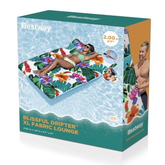 Matelas de piscine gonflable avec revêtement tissu décor floral