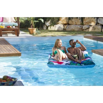 Matelas de piscine gonflable avec revêtement tissu décor floral