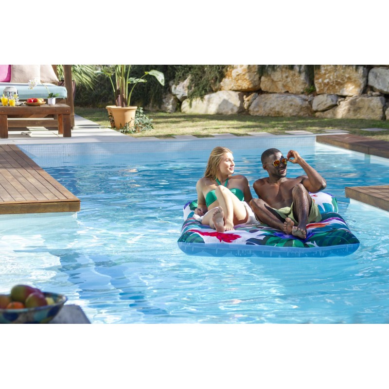 Matelas de piscine gonflable avec revêtement tissu décor floral