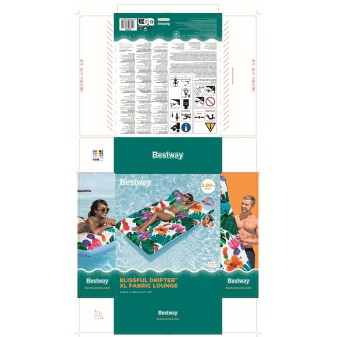 Matelas de piscine gonflable avec revêtement tissu décor floral