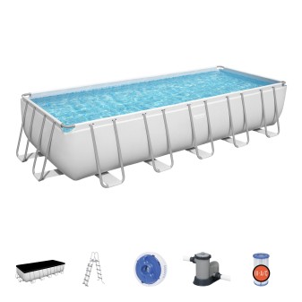 Piscine hors sol rectangle Power Steel 640 x 274 x 132 cm gris clair