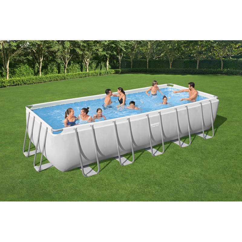 Piscine hors sol rectangle Power Steel 640 x 274 x 132 cm gris clair