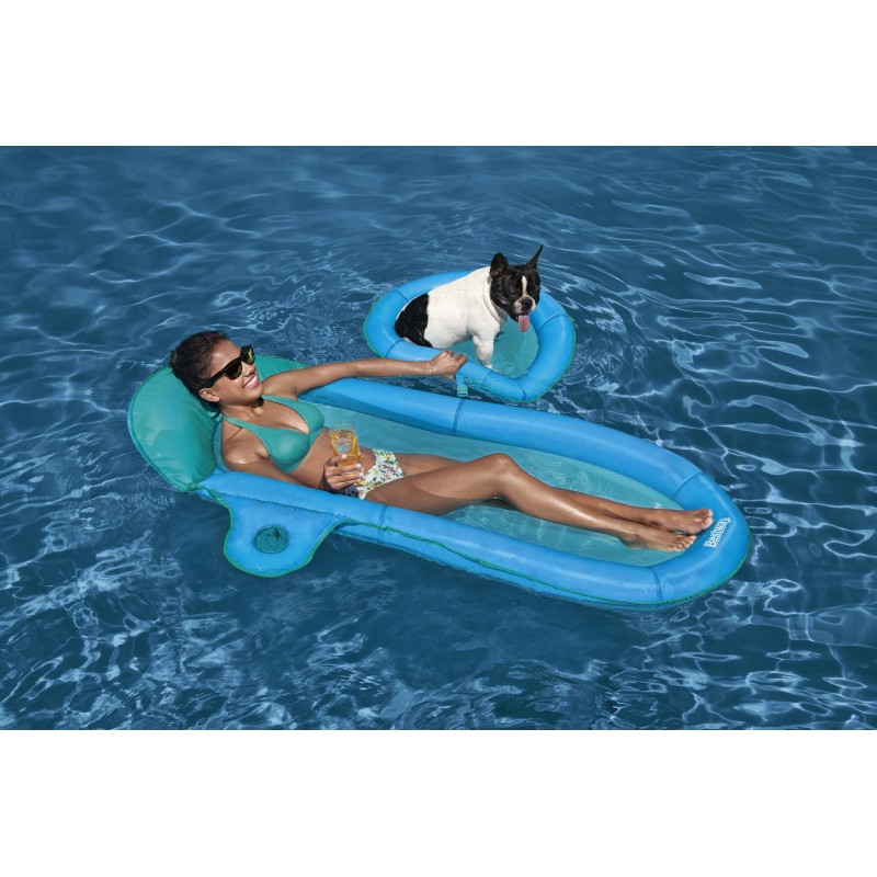 Matelas Flex'N'Fold™ 171 x 94 x 16 cm, 1 adulte + 1 animal, 130 + 10 kg, porte gobelet, coussin intégré, fond maille