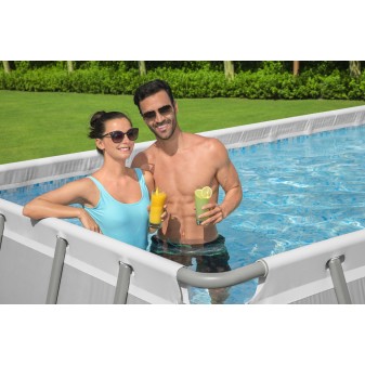 Piscine hors sol rectangle Power Steel 640 x 274 x 132 cm gris clair