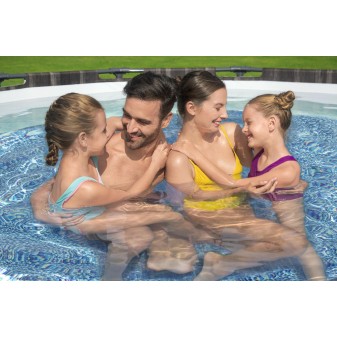 Piscine hors sol ronde Steel Pro Max 366 x 100 cm décor bois