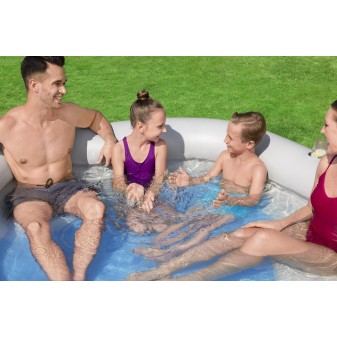 Piscine familiale gonflable décor pierre TruPrint™ 2,13 m x 2,06 m x 53 cm avec sièges