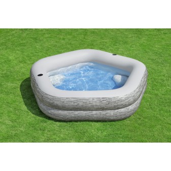 Piscine familiale gonflable décor pierre TruPrint™ 2,13 m x 2,06 m x 53 cm avec sièges