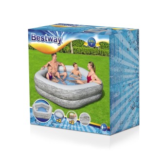 Piscine familiale gonflable décor pierre TruPrint™ 2,13 m x 2,06 m x 53 cm avec sièges Piscine familiale gonflable décor pierre TruPrint™ 2,13 m x 2,06 m x 53 cm avec sièges