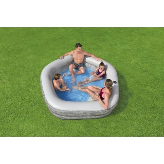 Piscine familiale gonflable décor pierre TruPrint™ 2,13 m x 2,06 m x 53 cm avec sièges Piscine familiale gonflable décor pierre TruPrint™ 2,13 m x 2,06 m x 53 cm avec sièges