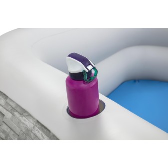 Piscine familiale gonflable décor pierre TruPrint™ 2,13 m x 2,06 m x 53 cm avec sièges Piscine familiale gonflable décor pierre TruPrint™ 2,13 m x 2,06 m x 53 cm avec sièges