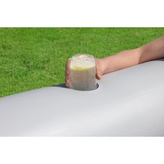 Piscine familiale gonflable décor pierre TruPrint™ 2,13 m x 2,06 m x 53 cm avec sièges