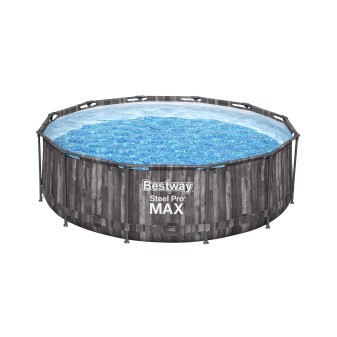 Piscine hors sol ronde Steel Pro Max 366 x 100 cm décor bois