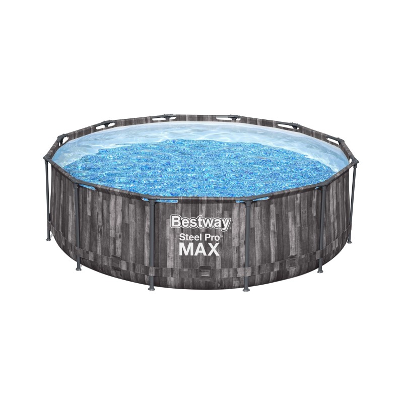 Piscine hors sol ronde Steel Pro Max 366 x 100 cm décor bois