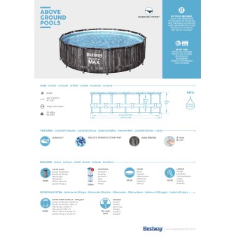 Piscine hors sol ronde Steel Pro Max 427 x 107 cm décor bois