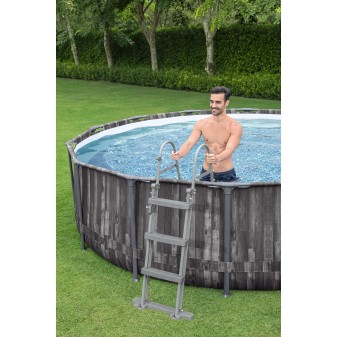 Piscine hors sol ronde Steel Pro Max 427 x 107 cm décor bois