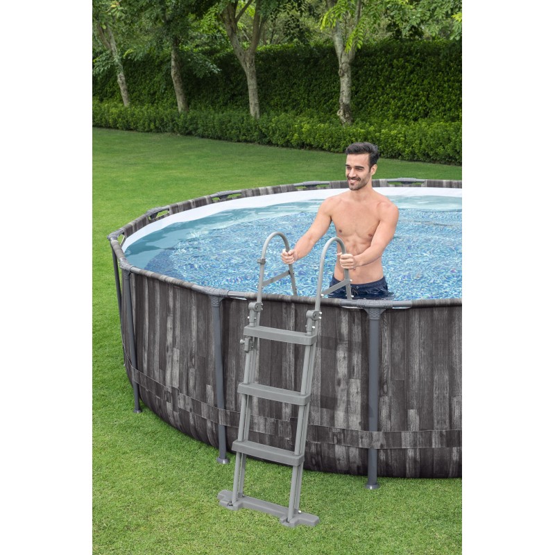 Piscine hors sol ronde Steel Pro Max 427 x 107 cm décor bois