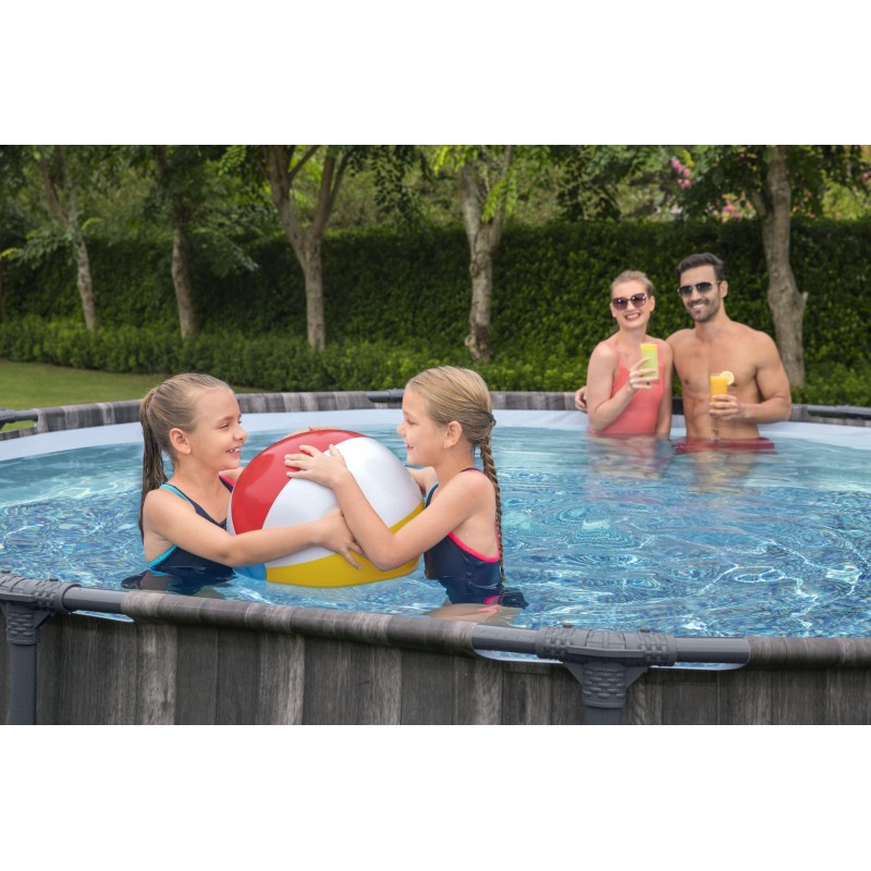 Piscine hors sol ronde Steel Pro Max 427 x 107 cm décor bois