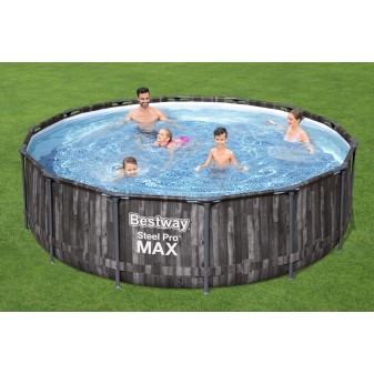 Piscine hors sol ronde Steel Pro Max 427 x 107 cm décor bois