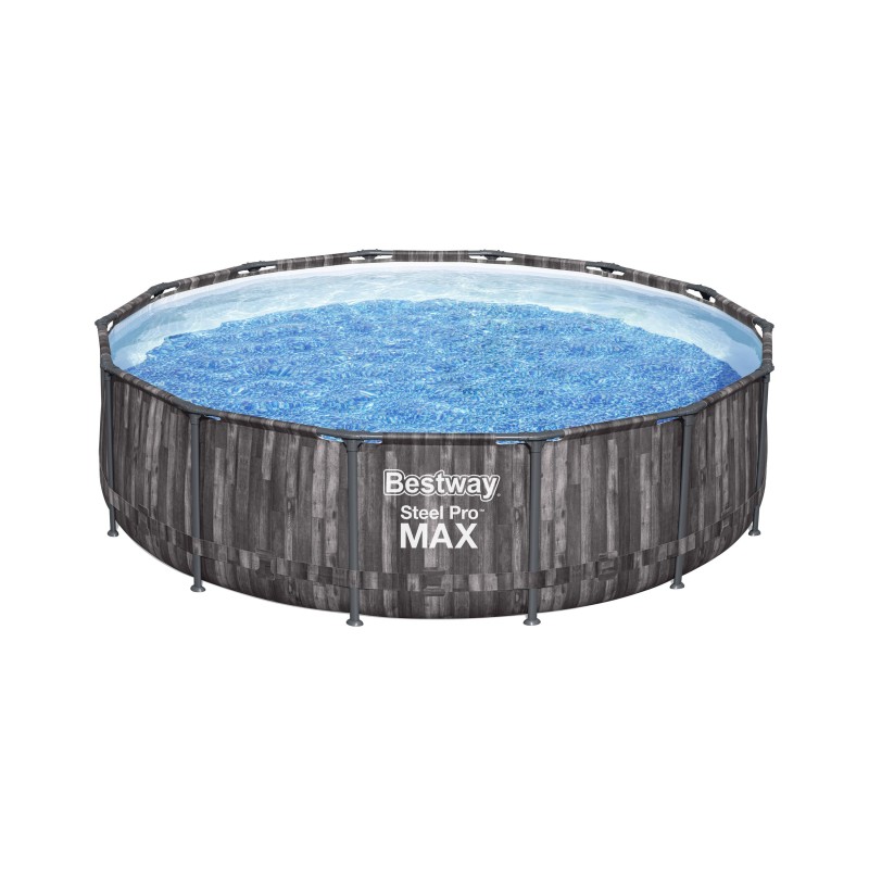 Piscine hors sol ronde Steel Pro Max 427 x 107 cm décor bois