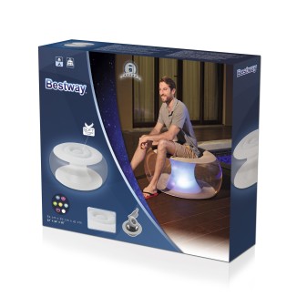 Pouf gonflable rond avec LED multicolore 82 x 82 x 41 cm Pouf gonflable rond avec LED multicolore 82 x 82 x 41 cm