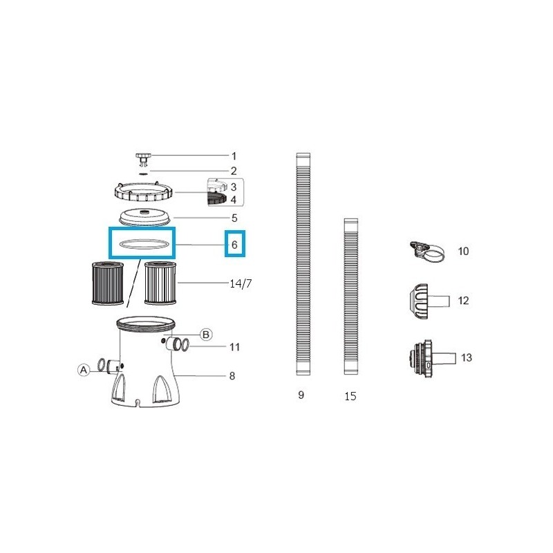 Kit couvercle et joints pour pompes à filtre Flowclear Bestway 5678 m3/h