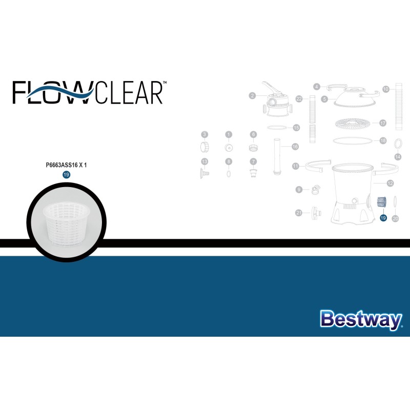 Panier pour filtration à sable Flowclear Bestway (2 006 l/h - 3 028 l/h)