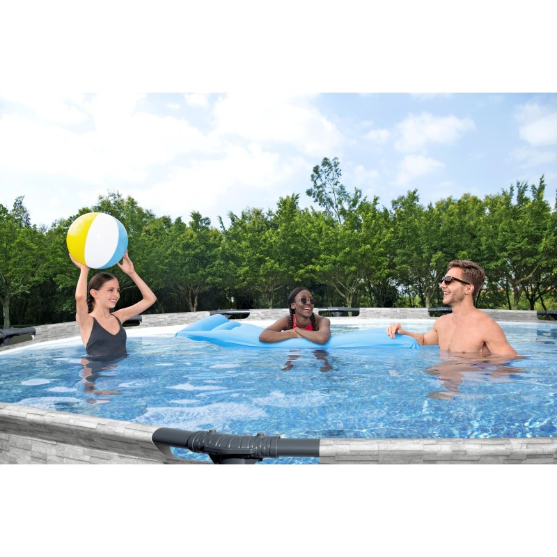 Piscine hors sol ronde Steel Pro Max 427 x 122 cm décor pierres Piscine hors sol ronde Steel Pro Max 427 x 122 cm décor pierres
