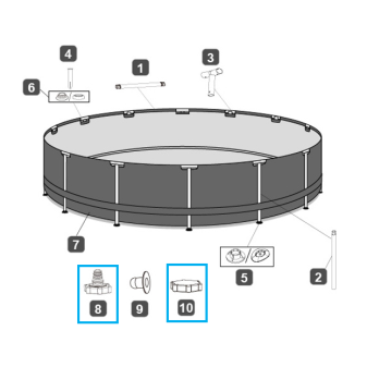 Kit bouchon de vidange + adaptateur pour tuyau pour piscines Steel Pro, Steel Pro MAX et Fast Set